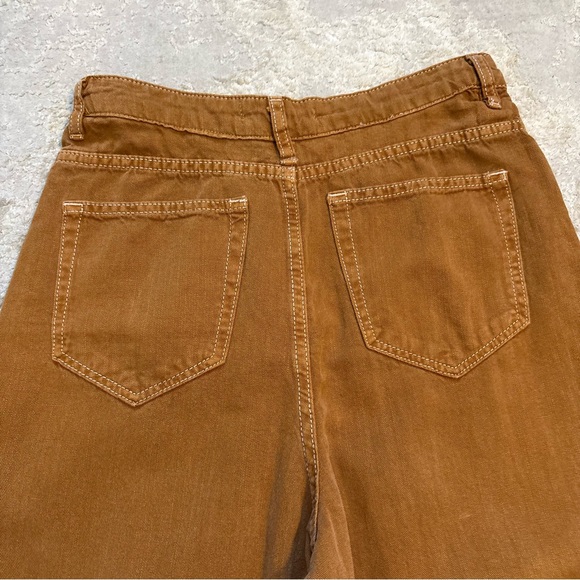 Zara Women’s Brown High Waisted Wide-Leg Cropped Pants W/Drawstring Hem Size 2 - Picture 13 of 13